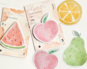 30sheets, Fruit Sticky Notes, Lemon, pear, peach, watermelon, bookmark, planner memo, to do sticky notes, Kawaii Notepad, cute memo pad