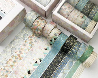 10rolls, Gold Foil Washi Tape, Gift Wrap Tape, colorful washi tape, planner accessories, Masking Tape, Craft washi