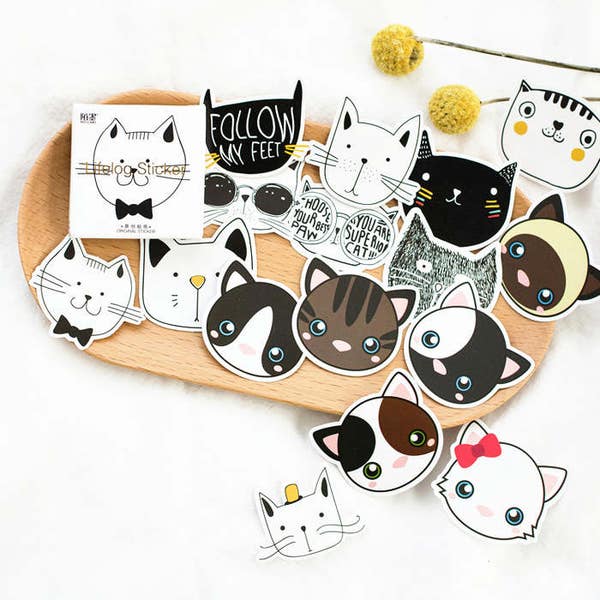 45pcs, cat stickers, Animal Stickers, sticker flakes, Planner Sticker, kawaii stationary, Scrapbook Sticker, journal, cute, Sticker set