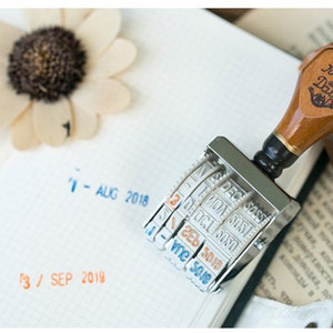 Date stamp, Planner Stamp, Wooden Stamp, Roller Date Stamp, Number stamp, month stamp, cute stamp, kawaii stamp, Nature themes image 9