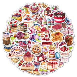 100 piezas, pegatinas impermeables, pegatinas de comida deliciosa, pegatinas de comida, pegatinas de postres, pegatinas de pasteles, planificador, papelería kawaii, álbum de recortes