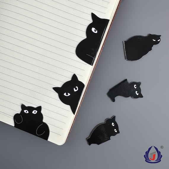 Cute Black Cat Bookmark, Magnetic Bookmark, Magnet Book Marker, bookmark set, planner, journal, cute, kawaii, Stationary, school supplies
