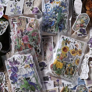 200 pcs, papier journal indésirable, fête des champignons, autocollants de fleurs, cadeau d'agenda, sac de matériel, papier de scrapbooking, champignon, idées cadeaux d'agenda