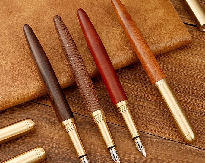Wood Grain Fountain Pen, Brass Fountain Pen, back to school, Pen for Business, Pen for student, good gift, aesthetic fountain pen