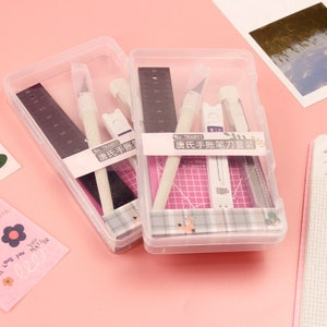 Set di strumenti per pianificatore, taglierino per adesivi, taglierino per adesivi, taglierino per carta, tagliere, utensile per cancelleria, righello, contenitore