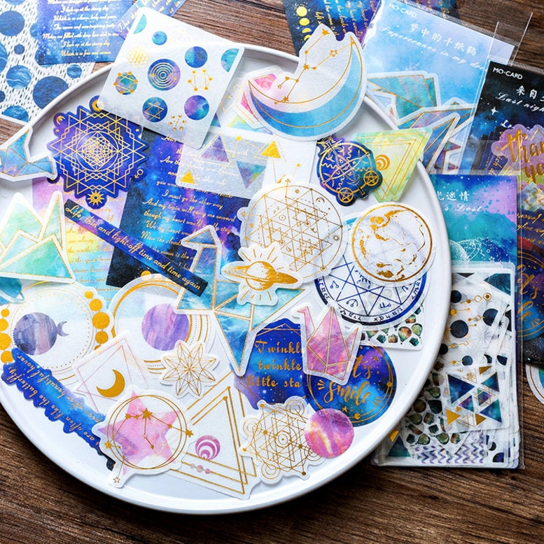 Virtual Star Sticker 60pcs, Star Stickers, Moon, Galaxy, Cosmic, Planet, Universe, Colorful ...