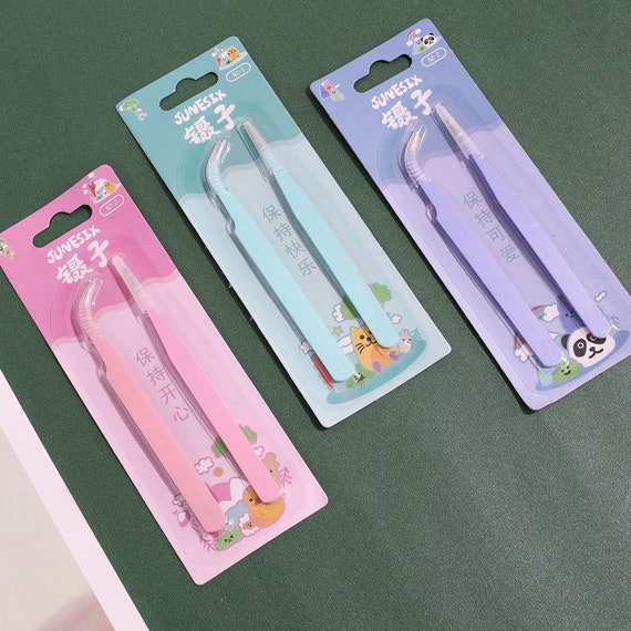 2pcs, Stickers Tweezers, Diary Deco, tweezers for sticker, journal, Stationery Tool, Stainless Steel Tweezers, planner supplies, Doll making