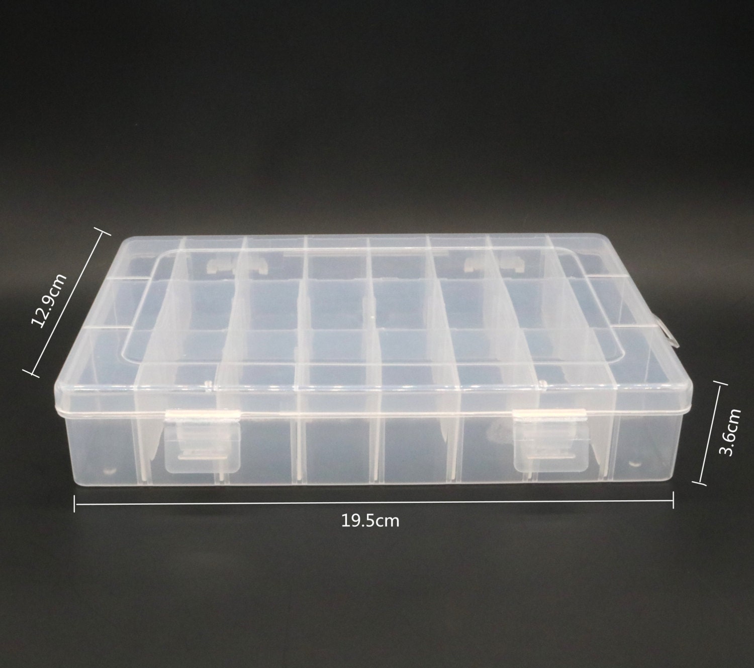 Small Clear Plastic 10 Adjustable Compartment Storage Box With Lid