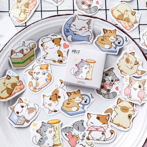 45 stücke, katzen aufkleber, Sticker flocken, Planer Sticker, kawaii Sticker, Scrapbook Sticker, journal, Journal, Cute, Natur Themen