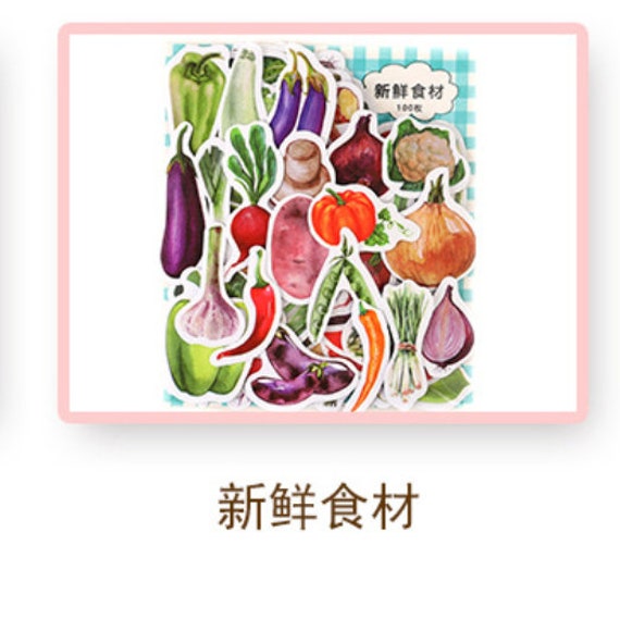 100pcs Waterproof Vinyl Cute Vegetable & Fruit Food Stickers For  Scrapbooking, Luggage, Skateboard