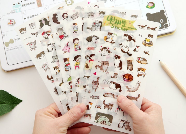 6sheets/bag Cute Stickers Journal Kawaii Scrapbooking Planner