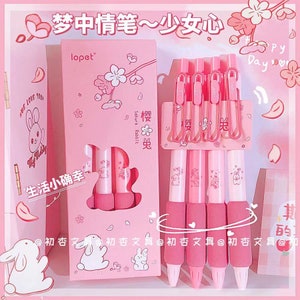 Conjunto de 4 canetas Sakura de 0,5 mm, flor, material escolar, retrátil, estacionária, caneta de gel fofa, material de escrita, planejador, volta às aulas