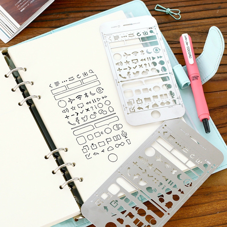 Planeringsschablon, Bullet Journal-schablon, Metallschablon, Journalschabloner, Schablonmall, Schablon, planeringstillbehör, Naturteman bild 2