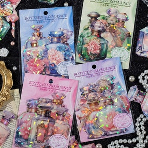 10 pièces, série Bottled Romance, autocollant de bouteille en verre, thème de caractère vintage, matériau décoratif, matériau décoratif de base, journal