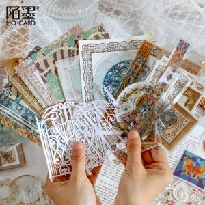 30 pezzi, sacchetti di materiale, carta per scrapbooking, materiale fai da te, blocco note, adesivi decorativi, collage, pagine di diario, carta pizzo, materiale effimero di diario