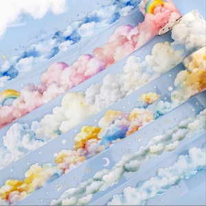 50 mm x 2 m, nube, arcoíris, cinta PET, materiales decorativos, papel desprendible