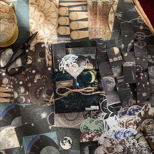 Lot de 120 pièces, sacoche, coffrets cadeaux, papier journal indésirable, terre, étoiles, planètes, lune, carte, papier de scrapbooking, kit de bullet journal