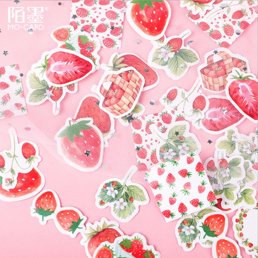45pcs, Strawberry Sticker, Fruit Sticker, Sticker Flakes, Planner ...