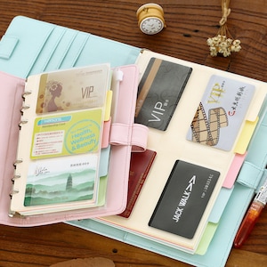3 piezas, tarjetero, bolsa A5, tamaño personal, almacenamiento de pegatinas, inserto, organizador de tarjetas, tarjetero, soporte de plástico, tarjeta de identificación, recambio