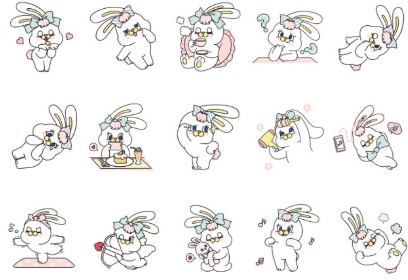 45pcs cute rabbit stickers animal stickers sticker flakes Etsy