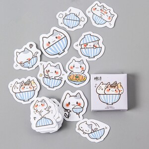 45 piezas, pegatinas de gato, pegatinas de animales, escamas de pegatinas, pegatinas de gato gordo, pegatinas de planificador, papelería kawaii, pegatinas de álbum de recortes, diario, lindo