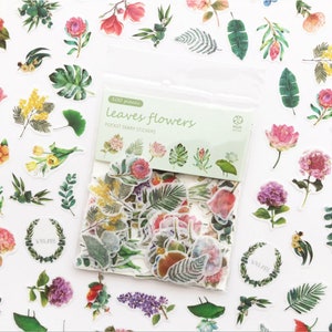 100 pezzi, adesivi per piante, adesivi per foglie, adesivi per fiori, fiocchi adesivi, adesivi per planner, cancelleria kawaii, adesivi per diario, adesivi carini