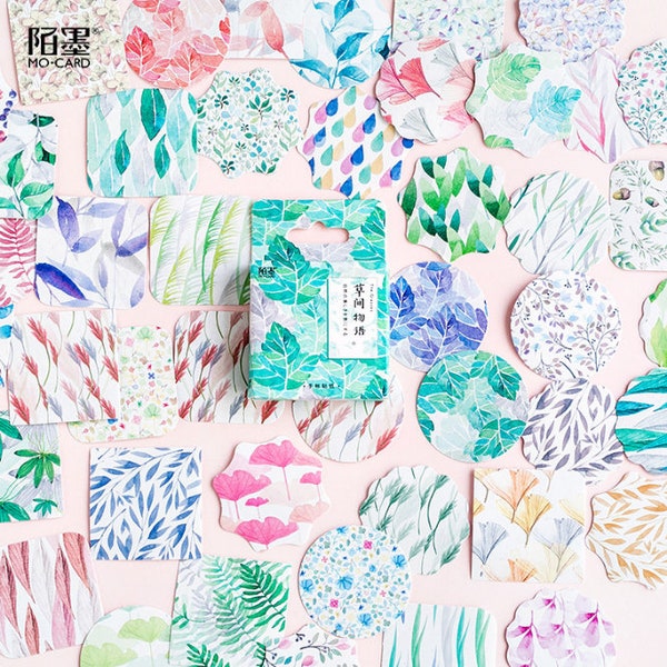 45pcs, leaf Stickers, leaves Stickers, sticker flakes, Planner Sticker, kawaii stationary, Scrapbook, journal, cute sticker, Sticker set