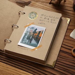 Album fotografico, album fotografico kraft nero, album di ritagli vuoto, inserti bianchi, raccoglitore a 3 anelli, album fotografico bianco, album fotografico per matrimonio, album fotografico per bambini