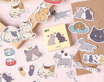 45pcs, cat stickers, animal Stickers, sticker flakes, Planner Sticker, kawaii stationary, Scrapbook Sticker, journal, cute, Nature themes