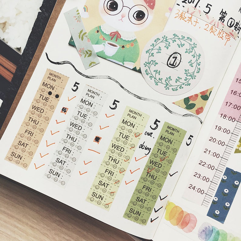 Time Washi Tape Week Washi Tape Planner Washi Tape Schedule Etsy