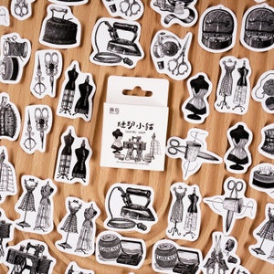 50x Sewing Stickers Ruler Scissors Knitting Stickers Notebook Laptop Vinyl  Decal