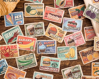 45pcs, food stickers, retro style stickers, Planner Sticker, kawaii stationary, Scrapbook Sticker, journal stickers, Sticker set