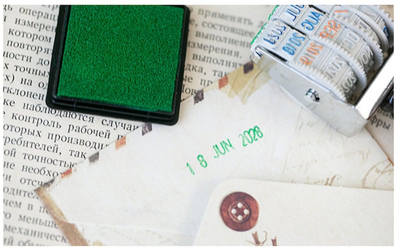 Date stamp, Planner Stamp, Wooden Stamp, Roller Date Stamp, Number stamp, month stamp, cute stamp, kawaii stamp, Nature themes image 7