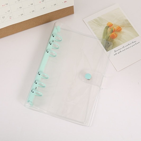 Classeur A5 Transparent à 6 Anneaux Avec Fermeture éclair | Rechargeable, En PVC, Violet, 19x24.8cm