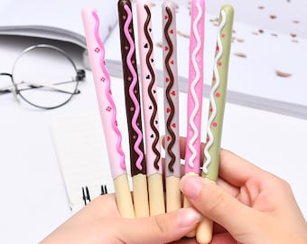 2pcs, chocolate biscuit gel pens, Cartoon pen, Kawaii Stationary, Cute Pens, sign pen, gel ink pen, Planner Pen, Black Pens, Kawaii, 0.38mm