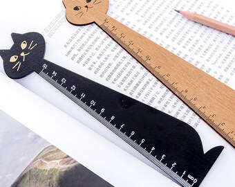 cat ruler, wooden ruler, Black ruler, cute ruler,  kawaii stationery, student ruler, Back to School, Writing, Nature themes