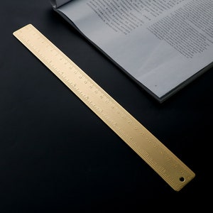 Righello in ottone, 30 cm, righello in metallo, materiale scolastico per il ritorno a scuola, accessori per la scrivania, righello carino, righello estetico, kawaii, scuola superiore