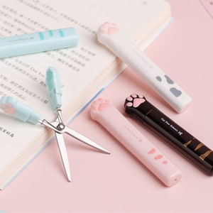 Tijeras, Tijeras con forma de pata de gato, Lindas, Kawaii, acero inoxidable, corte de papel, cortador de cinta washi, Suministros de oficina, scrapbooking, planificador