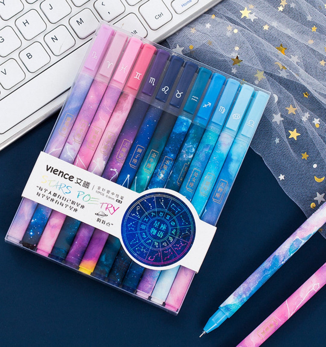 12 pcs/set kawaii Colored gel pens set School blue 0.5 mm ballpoint pen for  journal