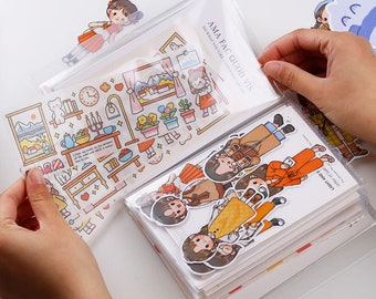 Livro de armazenamento de adesivos, armazenamento de fotos, álbum de armazenamento, materiais de volta às aulas, materiais escolares, organizador de scrapbook, fofo, armazenamento de etiquetas
