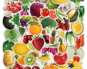 50 stuks, groentenstickers, kofferstickers, waterdichte sticker, fruitstickers, kawaii stationair, plakboeksticker, stickerset