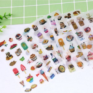 6 sheets, dessert stickers, cake stickers, delicious food, Planner Sticker, kawaii stationary, food stickers, Scrapbook , cute