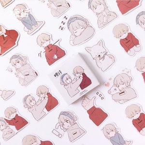 45 pegatinas lindas, copos de pegatinas, pegatinas para planificador, papelería kawaii, pegatinas para álbumes de recortes, pegatinas para diario