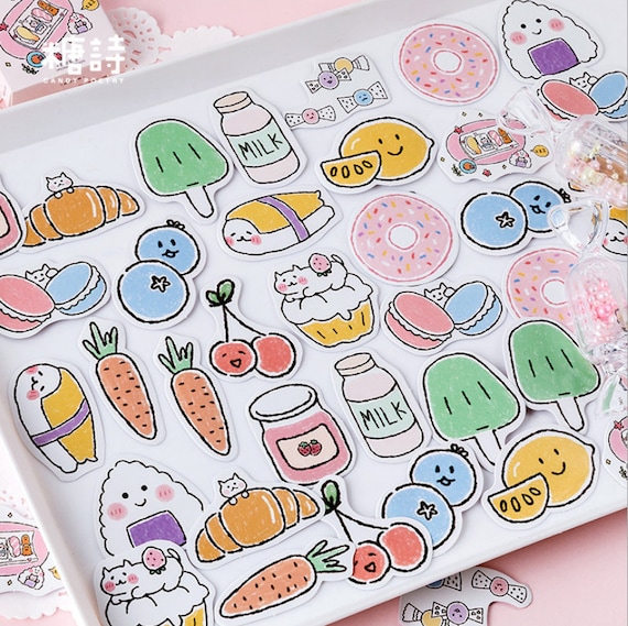 100pcs, Food Stickers, Cute Stickers, Sticker Flakes, Sealing Sticker,  Kawaii Sticker, Planner Sticker, Scrapbook Sticker, Journal Stickers 