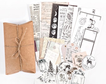 30 pcs/ensemble, sac de matériel, paquets cadeaux, papier journal indésirable, lune, arbre, plante, papier de scrapbooking, kit de bullet journal, thèmes nature