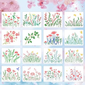 16 szt., szablon Bullet Journal, szablon kwiatowy, roślina, szablon planera, szablon plastikowy, prezent, album ze zdjęciami, szablon, artykuły szkolne