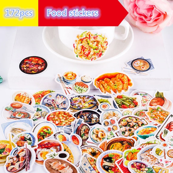 100pcs, Food Stickers, Cute Stickers, Sticker Flakes, Sealing Sticker,  Kawaii Sticker, Planner Sticker, Scrapbook Sticker, Journal Stickers 
