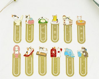 Cat Bookmark, metal bookmark, Bookmark, bookmark set, planner, journal, cute, kawaii bookmark, Stationary, school supplies, Nature themes