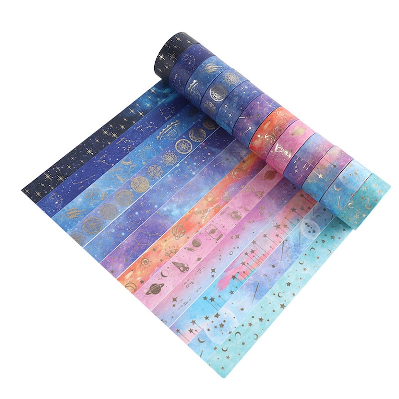 12 Rolls Galaxy Washi Tape Cosmic Washi Tape Universe Gold - Etsy