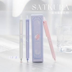 Set da 3 pezzi, penna gel, penne Planner, penna Sakura, cancelleria kawaii, tre colori, fiori di ciliegio, penna a inchiostro gel, ritorno a scuola, materiale scolastico